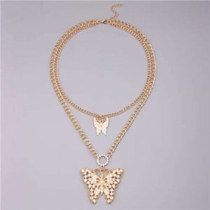 European and American Fashion Wholesale Jewelry Thick Chain Design Buffly Pendant Women Necklace