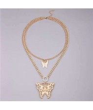 European and American Fashion Wholesale Jewelry Thick Chain Design Buffly Pendant Women Necklace