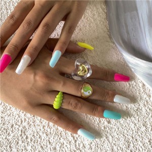 Punk Style Chinese Traditional Symbol and Heart Design U.S. High Fashion Multiple Women Rings Set