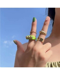 U.S. Fashion Hollow-out Butterfly Pattern and Golden Weaving Women Alloy Wholesale Rings Set