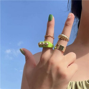 U.S. Fashion Hollow-out Butterfly Pattern and Golden Weaving Women Alloy Wholesale Rings Set