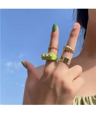 U.S. Fashion Hollow-out Butterfly Pattern and Golden Weaving Women Alloy Wholesale Rings Set