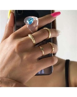 Wholesale Jewelry Heart Shape Gem Inlaid Vintage Style Women Statement Rings Set