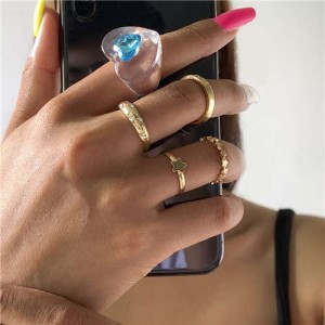 Wholesale Jewelry Heart Shape Gem Inlaid Vintage Style Women Statement Rings Set