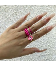 Vintage Simple Style Floral Wave Pattern Open-end Women Oil-spot Glazed Wholesale Rings Set