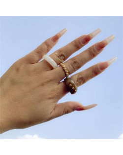 Sweet and Cool Combo Style Heart Shape Simple Design Women Open-end Rings Set