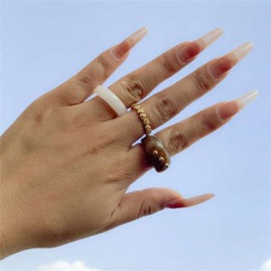 Sweet and Cool Combo Style Heart Shape Simple Design Women Open-end Rings Set