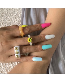 Vintage Hollow-out Simple Chain Geometric Design Hip-hop Style Women Rings Set