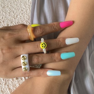Vintage Hollow-out Simple Chain Geometric Design Hip-hop Style Women Rings Set
