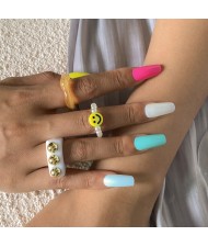 Vintage Hollow-out Simple Chain Geometric Design Hip-hop Style Women Rings Set