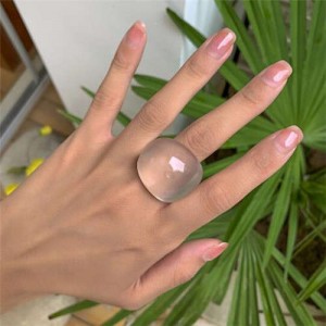 Candy Color Simple Design Fashion Style Women Costume Resin Ring - Transparent