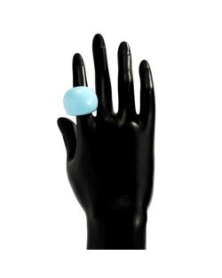 Candy Color Simple Design Fashion Style Women Costume Resin Ring - Sky Blue