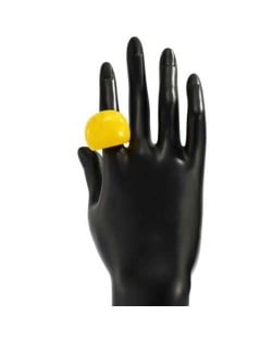 Candy Color Simple Design Fashion Style Women Costume Resin Ring - Yellow