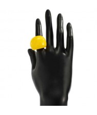 Candy Color Simple Design Fashion Style Women Costume Resin Ring - Yellow