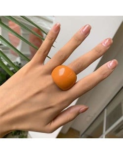 Candy Color Simple Design Fashion Style Women Costume Resin Ring - Orange