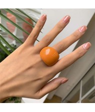 Candy Color Simple Design Fashion Style Women Costume Resin Ring - Orange