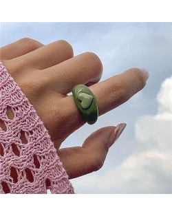 Candy Color Three-dimensional Heart Shape U.S. Fashion Simple Design Women Resin Ring - Green