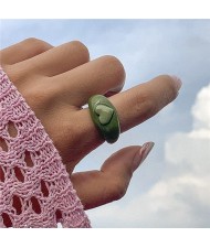 Candy Color Three-dimensional Heart Shape U.S. Fashion Simple Design Women Resin Ring - Green