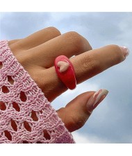 Candy Color Three-dimensional Heart Shape U.S. Fashion Simple Design Women Resin Ring - Rose