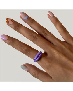 Creative Lip Pattern Unique Design U.S. Fashion Statement Wholesale Jewelry Women Ring - Purple