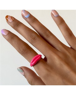 Creative Lip Pattern Unique Design U.S. Fashion Statement Wholesale Jewelry Women Ring - Rose