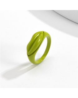 Creative Lip Pattern Unique Design U.S. Fashion Statement Wholesale Jewelry Women Ring - Green