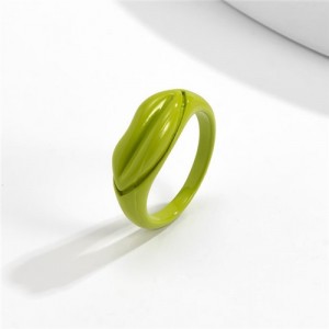 Creative Lip Pattern Unique Design U.S. Fashion Statement Wholesale Jewelry Women Ring - Green