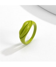 Creative Lip Pattern Unique Design U.S. Fashion Statement Wholesale Jewelry Women Ring - Green