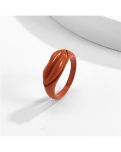 Creative Lip Pattern Unique Design U.S. Fashion Statement Wholesale Jewelry Women Ring - Orange