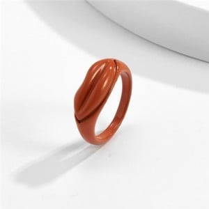 Creative Lip Pattern Unique Design U.S. Fashion Statement Wholesale Jewelry Women Ring - Orange