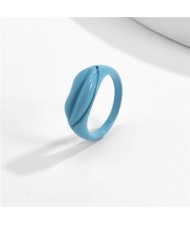 Creative Lip Pattern Unique Design U.S. Fashion Statement Wholesale Jewelry Women Ring - Blue