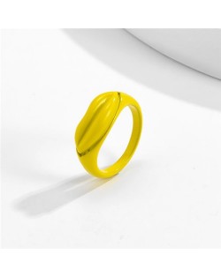 Creative Lip Pattern Unique Design U.S. Fashion Statement Wholesale Jewelry Women Ring - Yellow
