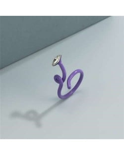 Minimalist Wholesale Jewelry Snake Inspired Design Candy Color Women Ring - Purple