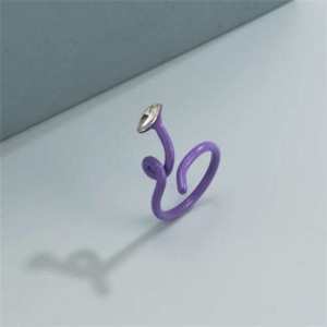 Minimalist Wholesale Jewelry Snake Inspired Design Candy Color Women Ring - Purple
