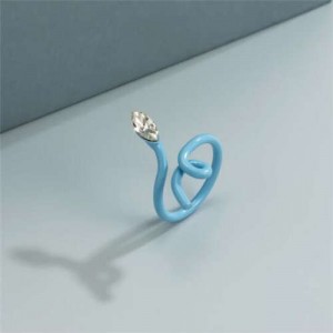 Minimalist Wholesale Jewelry Snake Inspired Design Candy Color Women Ring - Sky Blue