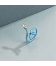 Minimalist Wholesale Jewelry Snake Inspired Design Candy Color Women Ring - Sky Blue