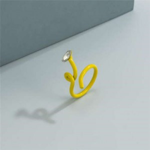 Minimalist Wholesale Jewelry Snake Inspired Design Candy Color Women Ring - Yellow