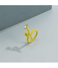 Minimalist Wholesale Jewelry Snake Inspired Design Candy Color Women Ring - Yellow