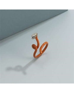 Minimalist Wholesale Jewelry Snake Inspired Design Candy Color Women Ring - Orange
