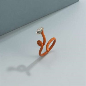 Minimalist Wholesale Jewelry Snake Inspired Design Candy Color Women Ring - Orange