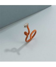 Minimalist Wholesale Jewelry Snake Inspired Design Candy Color Women Ring - Orange