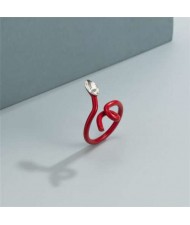 Minimalist Wholesale Jewelry Snake Inspired Design Candy Color Women Ring - Red