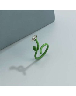 Minimalist Wholesale Jewelry Snake Inspired Design Candy Color Women Ring - Green