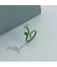 Minimalist Wholesale Jewelry Snake Inspired Design Candy Color Women Ring - Green