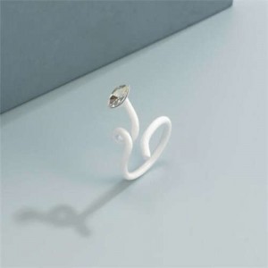 Minimalist Wholesale Jewelry Snake Inspired Design Candy Color Women Ring - White