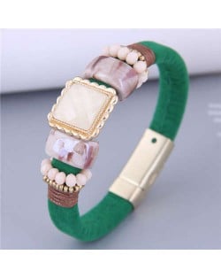 Beautiful Beads and Resin Multi-elements Design Wholesale Fashion Jewelry Women Bracelet - Green
