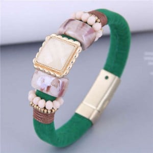 Beautiful Beads and Resin Multi-elements Design Wholesale Fashion Jewelry Women Bracelet - Green