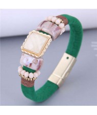 Beautiful Beads and Resin Multi-elements Design Wholesale Fashion Jewelry Women Bracelet - Green