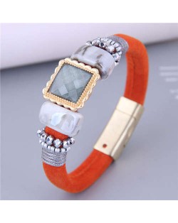 Beautiful Beads and Resin Multi-elements Design Wholesale Fashion Jewelry Women Bracelet - Orange