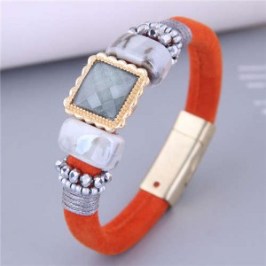 Beautiful Beads and Resin Multi-elements Design Wholesale Fashion Jewelry Women Bracelet - Orange